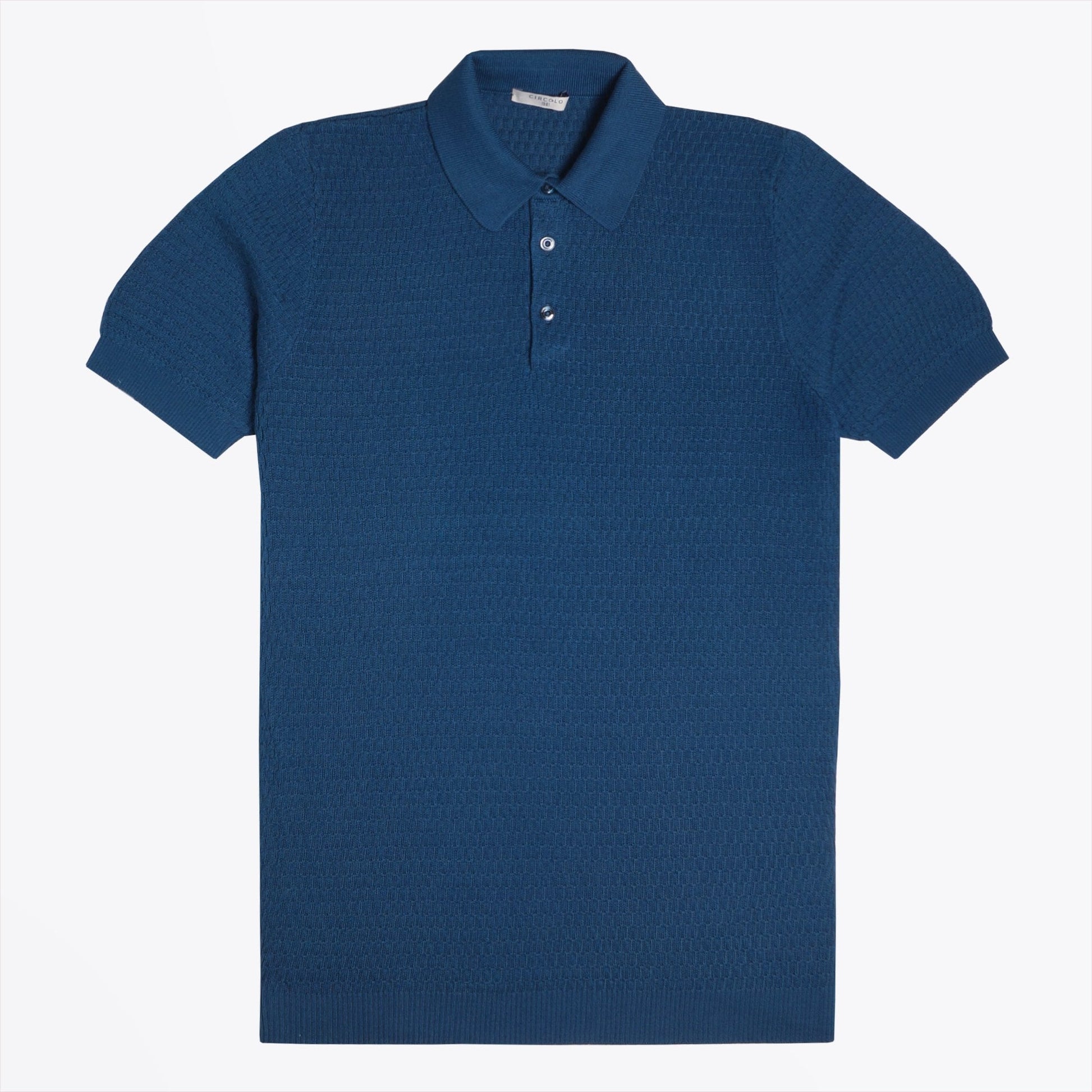 Circolo Knitted Grain Polo Shirt - Blue