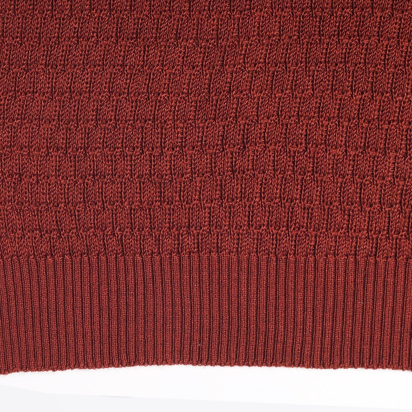 Knitted Grain Polo Shirt - Burnt Orange