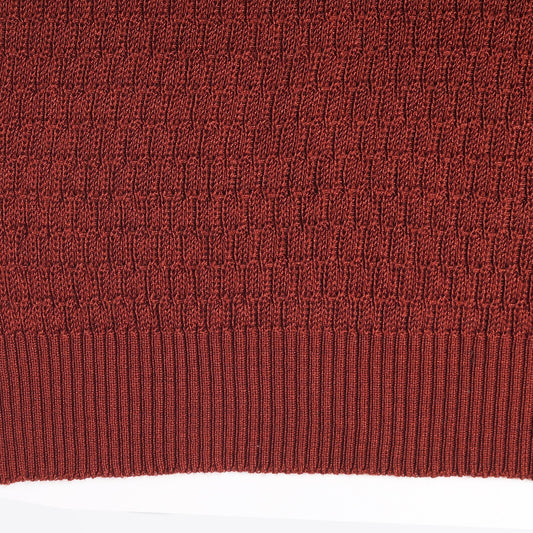 Knitted Grain Polo Shirt - Burnt Orange