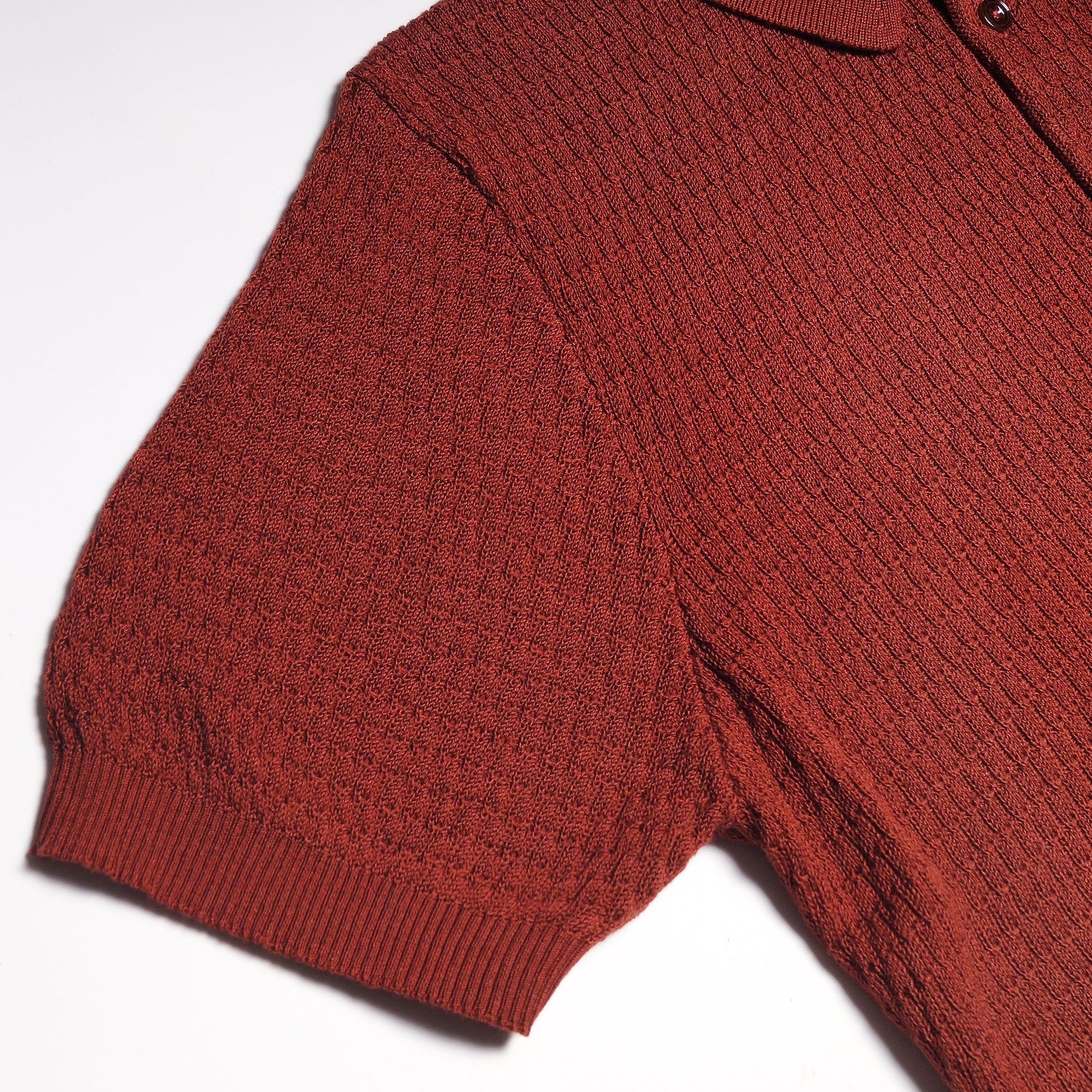 Circolo Knitted Grain Polo Shirt - Burnt Orange