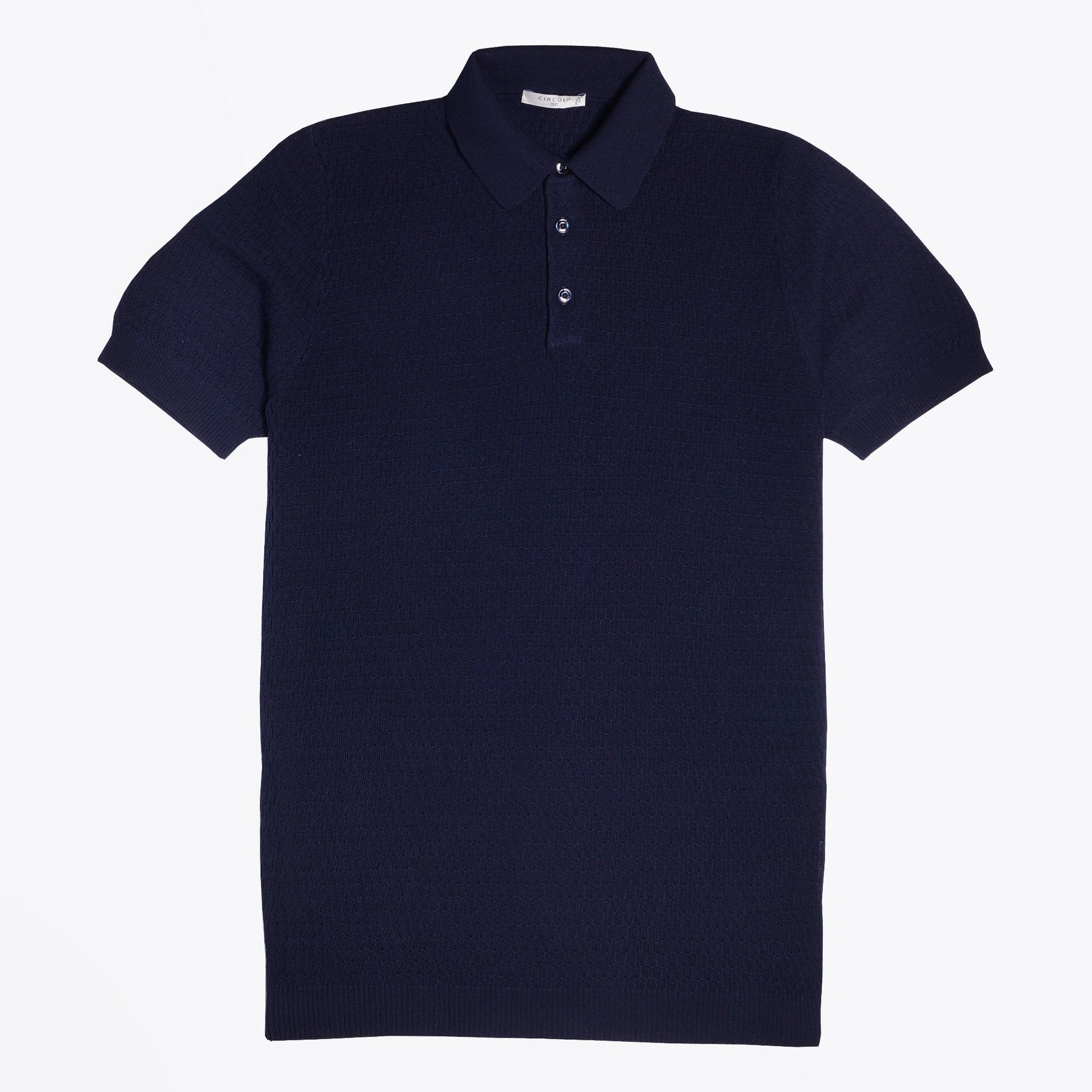Circolo Knitted Grain Polo Shirt - Navy