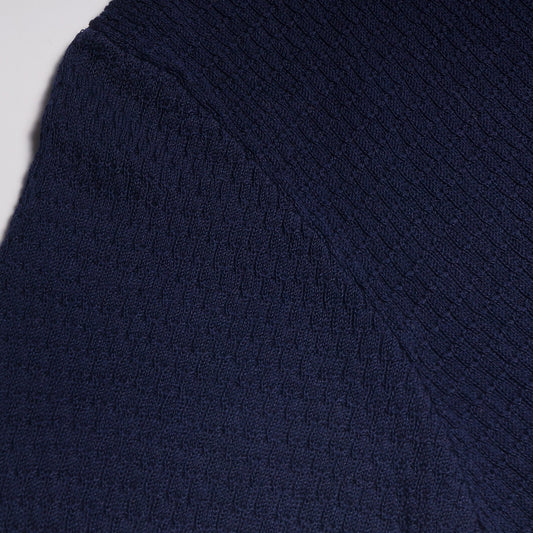 Knitted Grain Polo Shirt - Navy