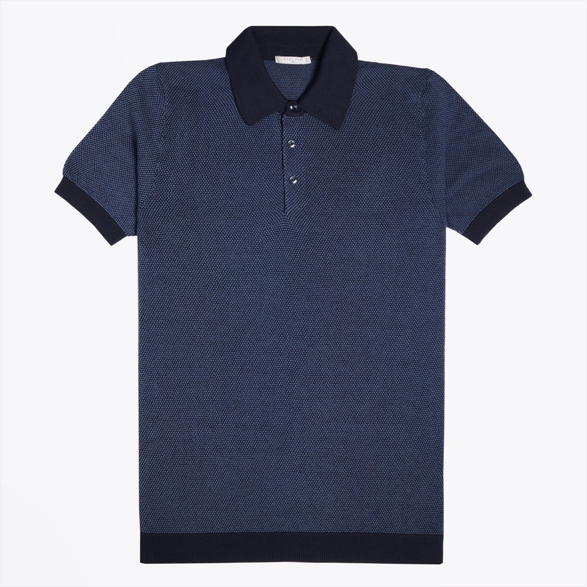 Circolo Knitted Spot Polo Shirt - Blue/Navy