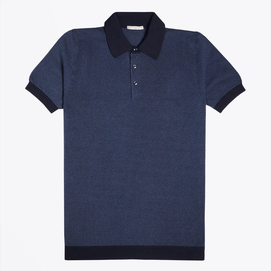 Knitted Spot Polo Shirt - Blue/Navy