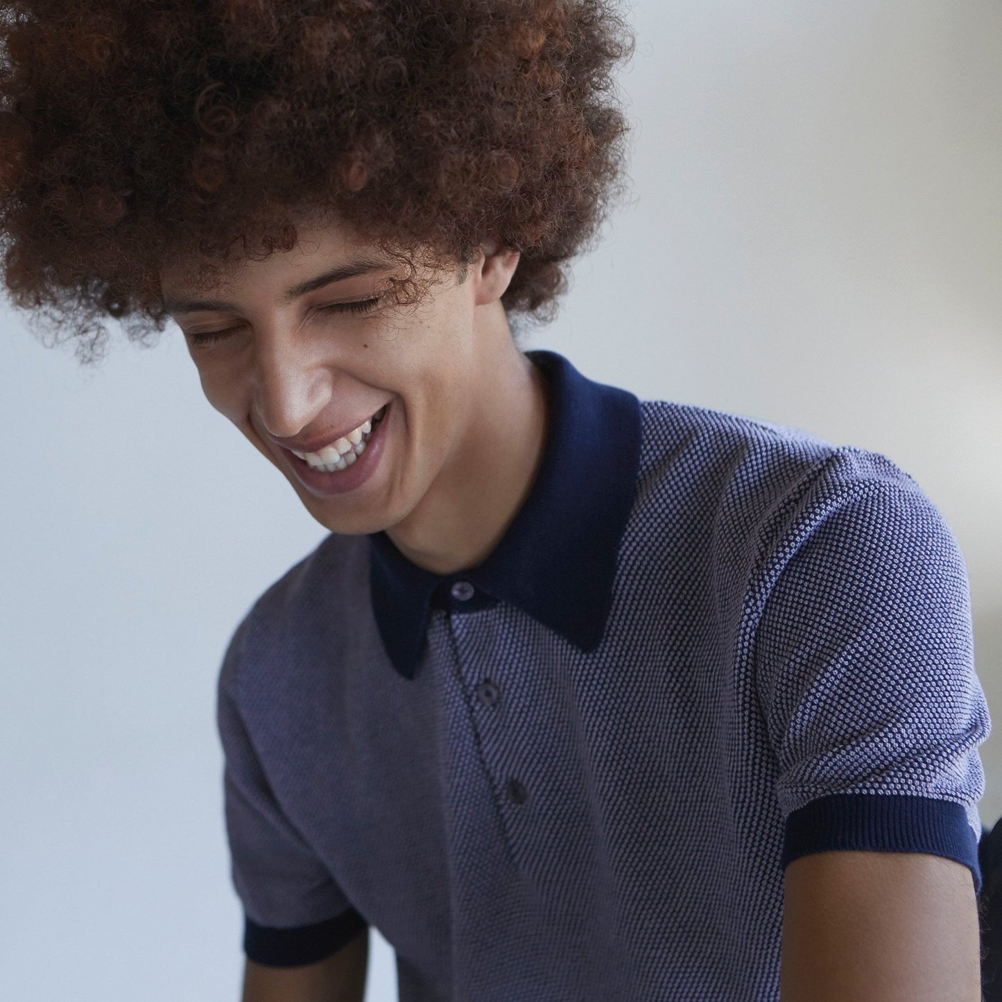 Knitted Spot Polo Shirt - Blue/Navy