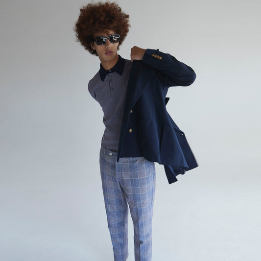 Knitted Spot Polo Shirt - Blue/Navy