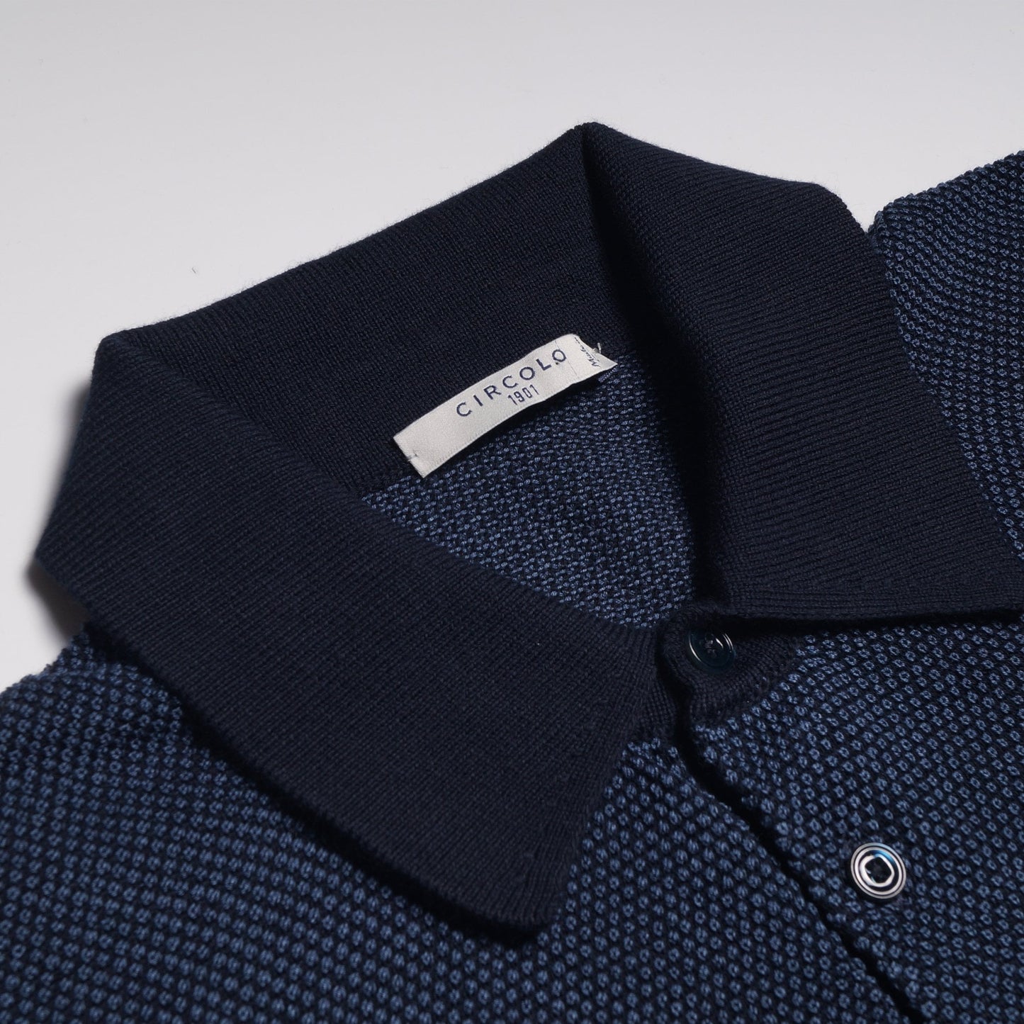 Knitted Spot Polo Shirt - Blue/Navy