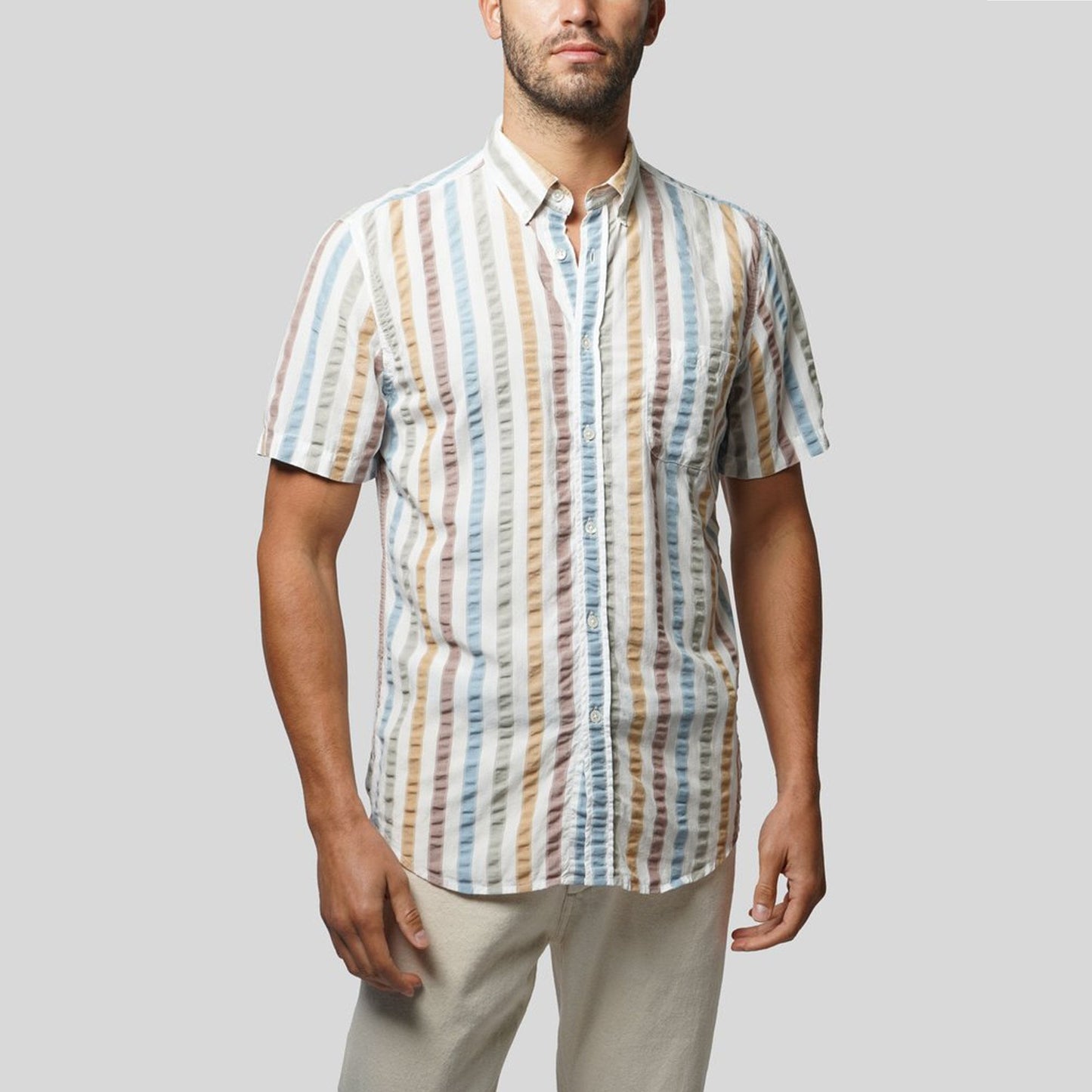 - Striped Short-Sleeve Shirt - Multi