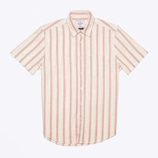 - Red Striped Short-Sleeve Shirt - Off-White