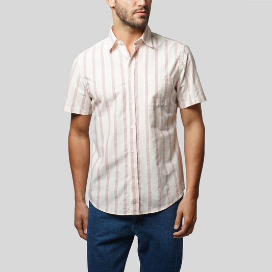 - Red Striped Short-Sleeve Shirt - Off-White