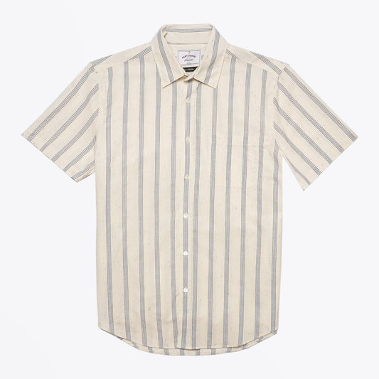 - Blue Striped Short-Sleeve Shirt - Off-White