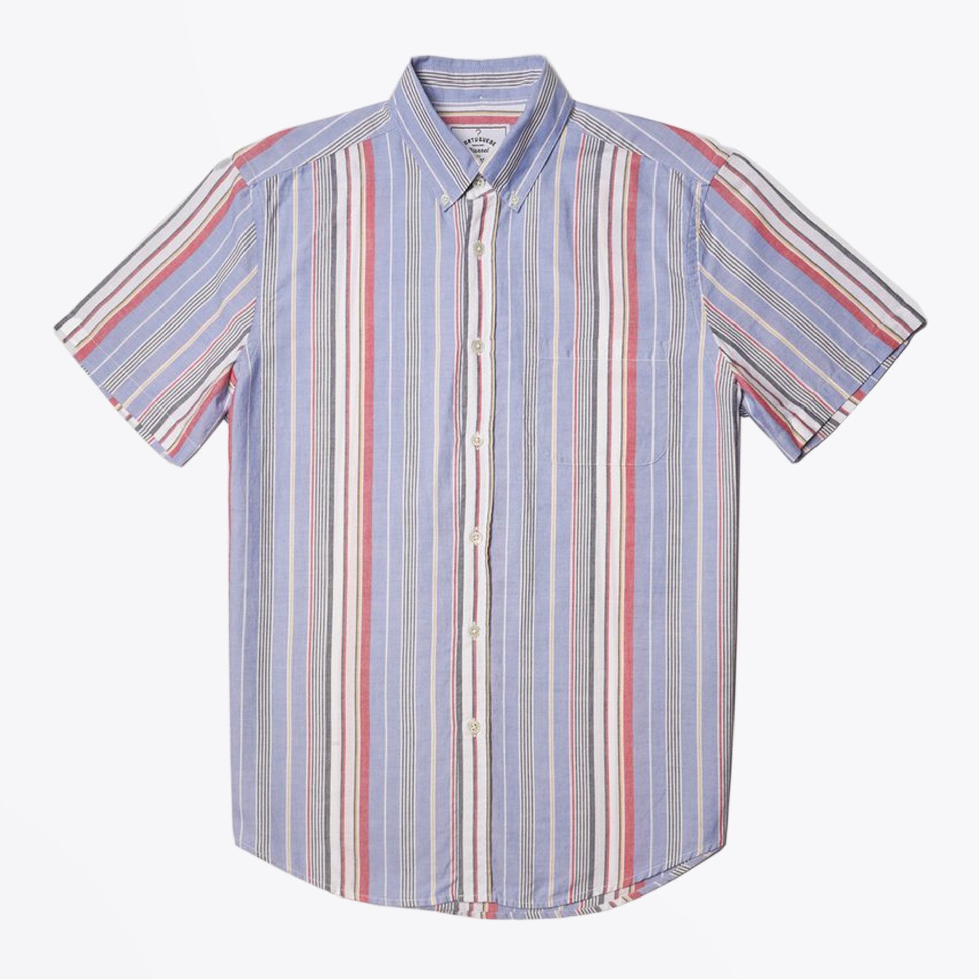 Portuguese - Nautical Stripe Short-Sleeve Shirt - Blue