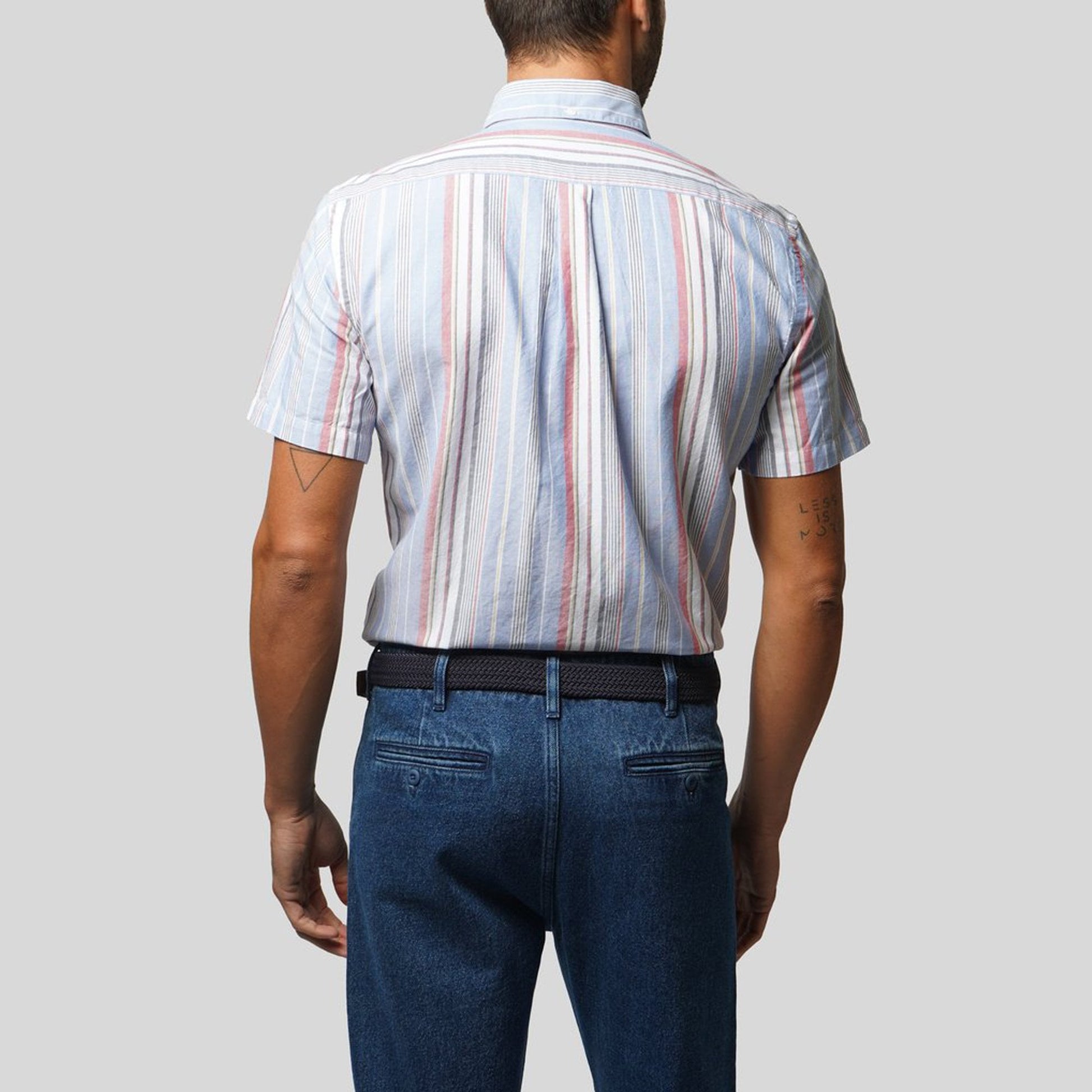 Portuguese - Nautical Stripe Short-Sleeve Shirt - Blue