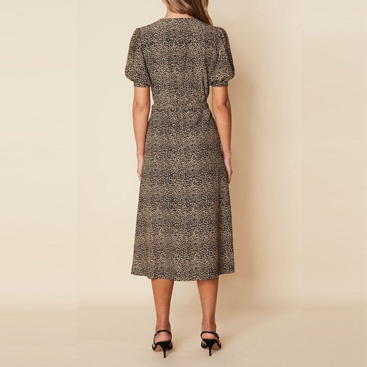 - Sumaia Wrap Midi Dress - Indi Animal Print
