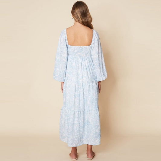 - Alison Midi Dress - Paisley Powder Blue