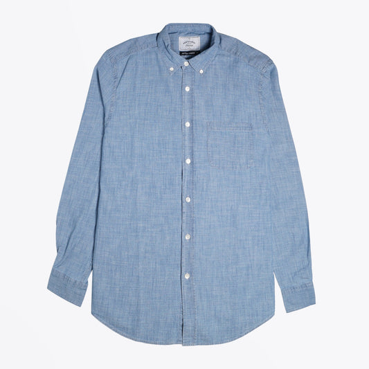 - Chambray Button-Down Shirt - Blue