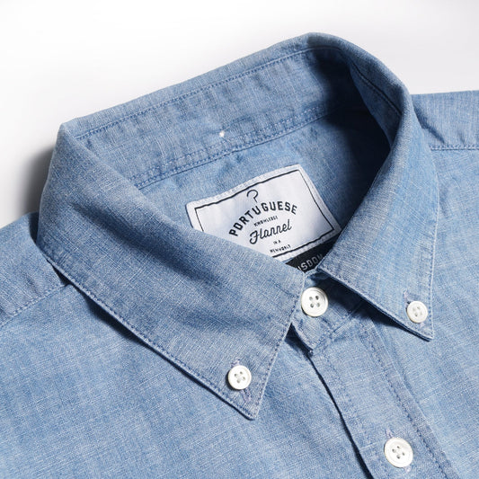 - Chambray Button-Down Shirt - Blue