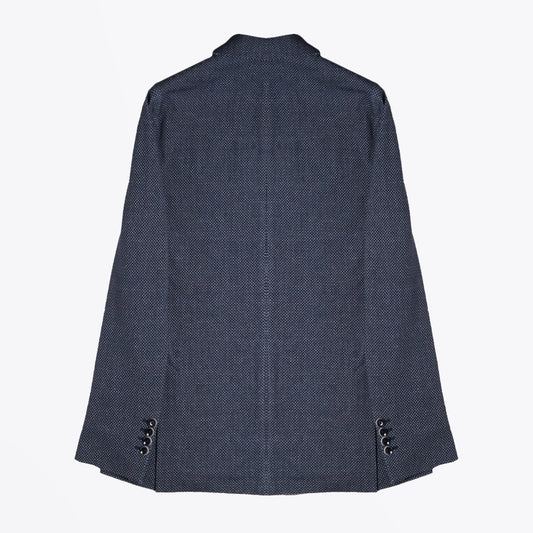 Woven Print Piquet Blazer - Navy/Blue