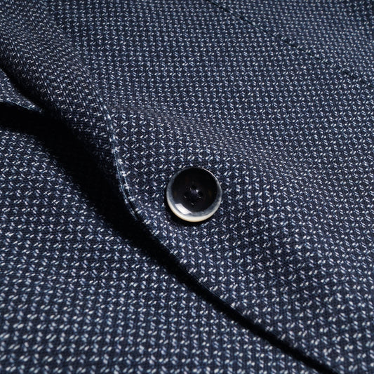 Woven Print Piquet Blazer - Navy/Blue