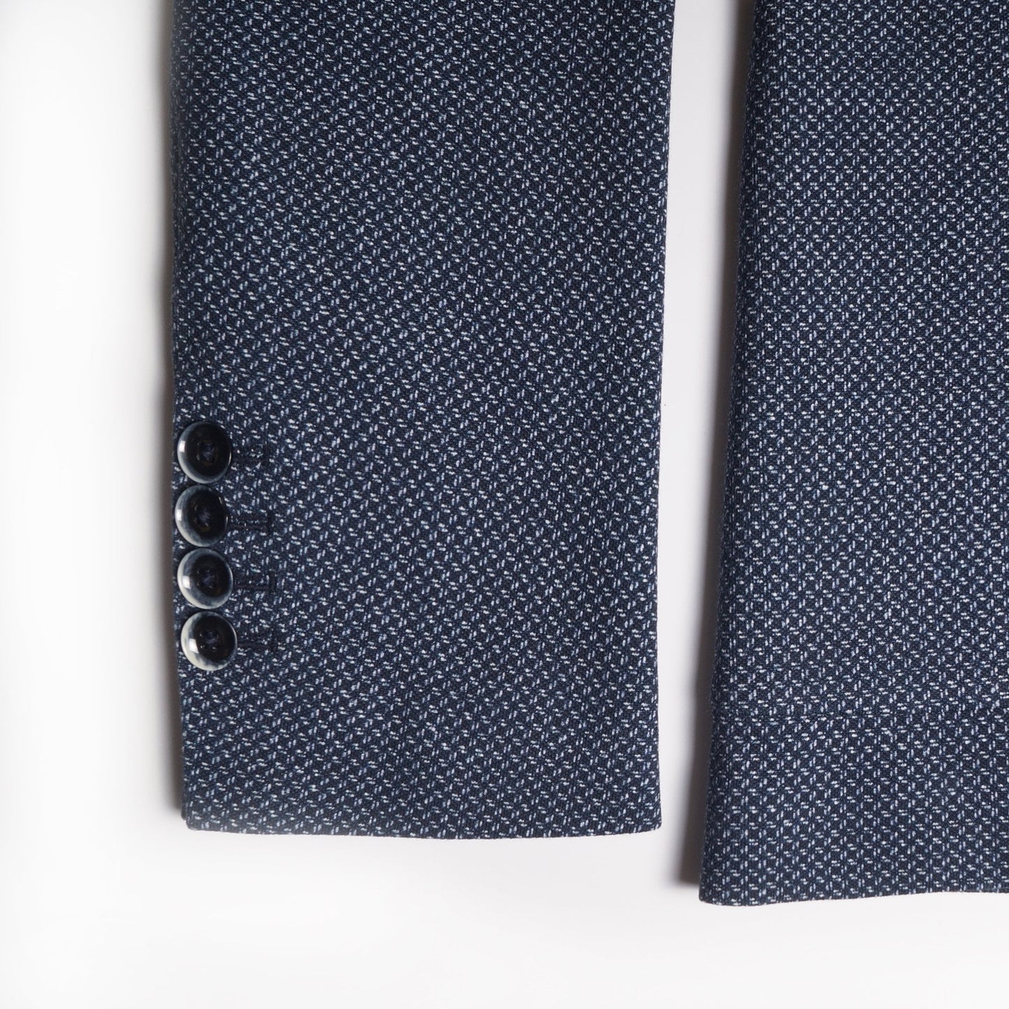 Woven Print Piquet Blazer - Navy/Blue
