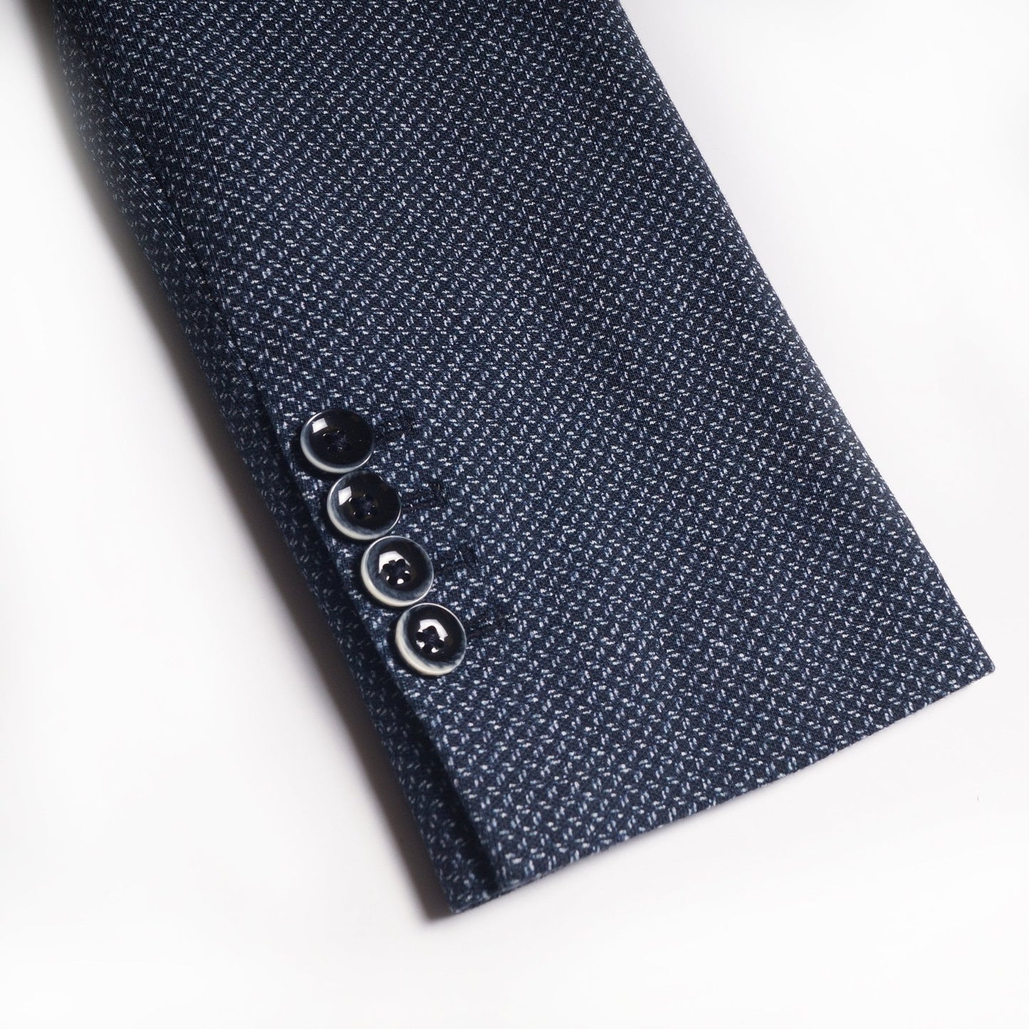 Woven Print Piquet Blazer - Navy/Blue