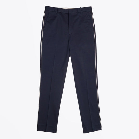 - Cotton Trousers With Stripe - Navy
