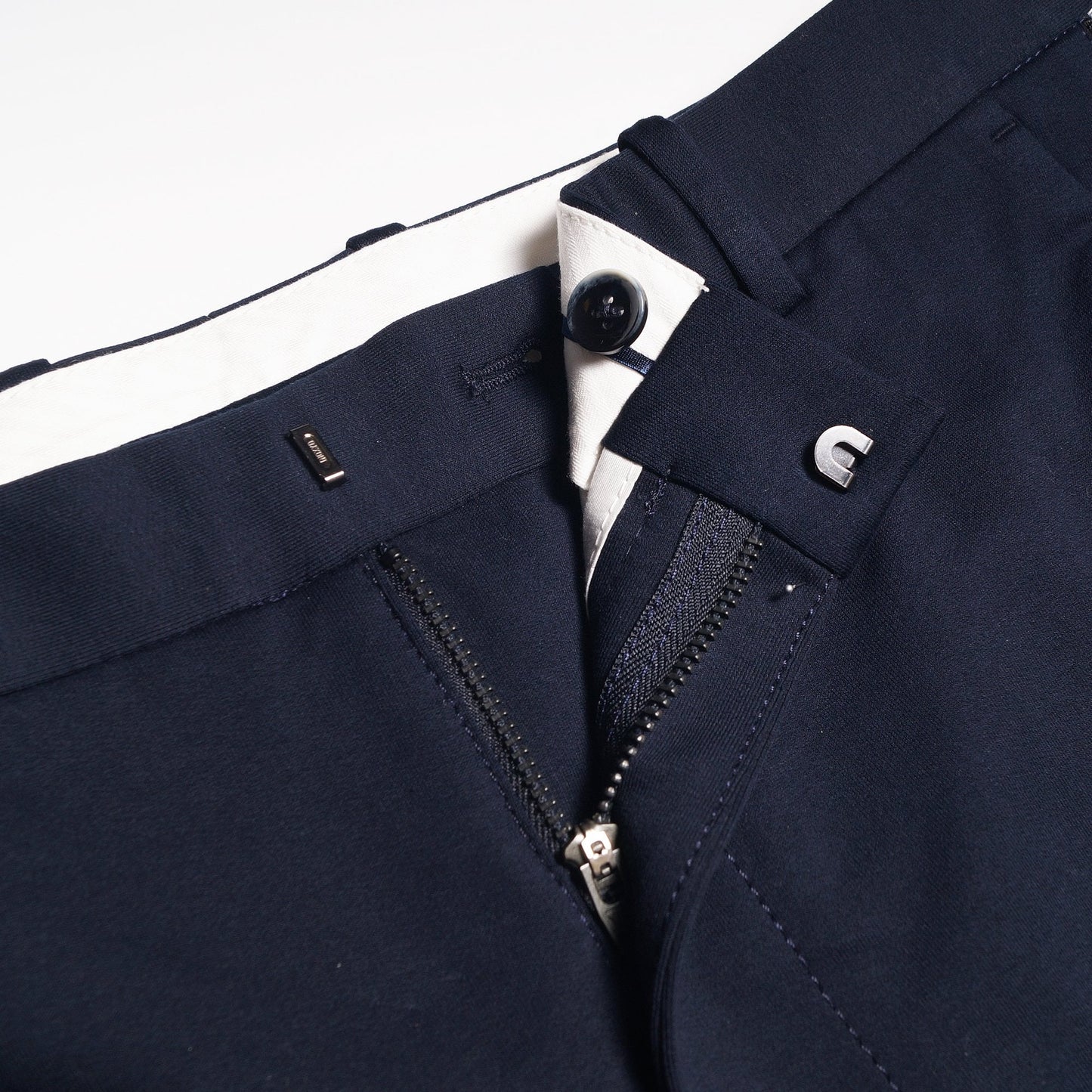 - Cotton Trousers With Stripe - Navy