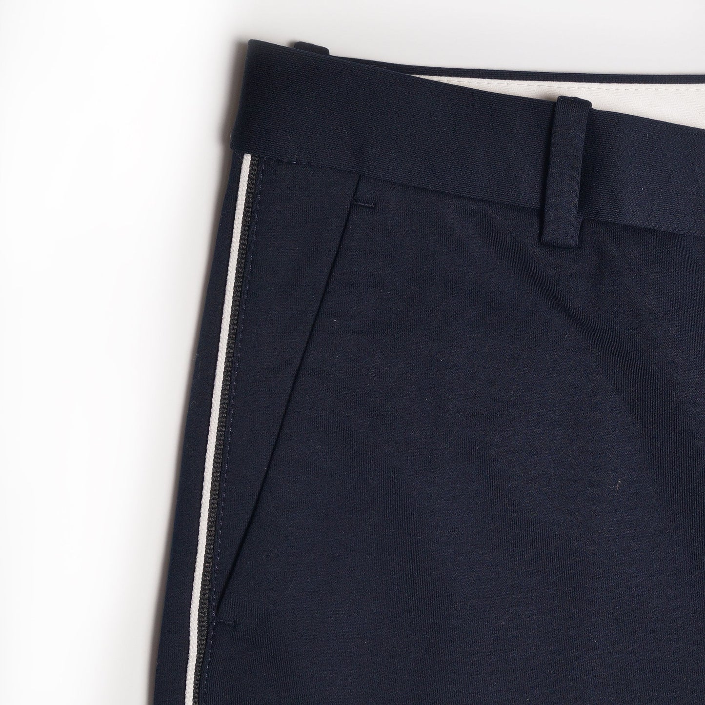 - Cotton Trousers With Stripe - Navy