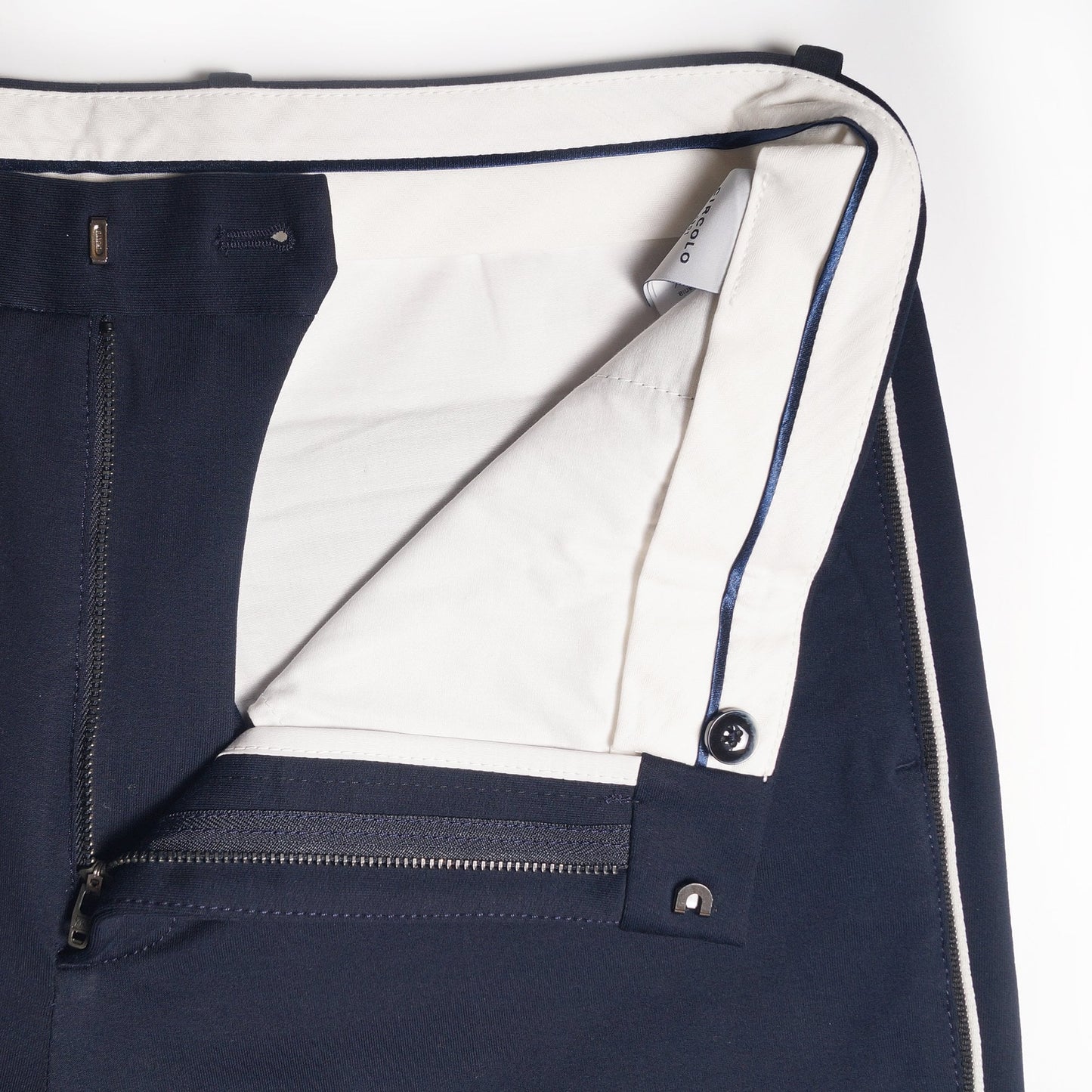 - Cotton Trousers With Stripe - Navy