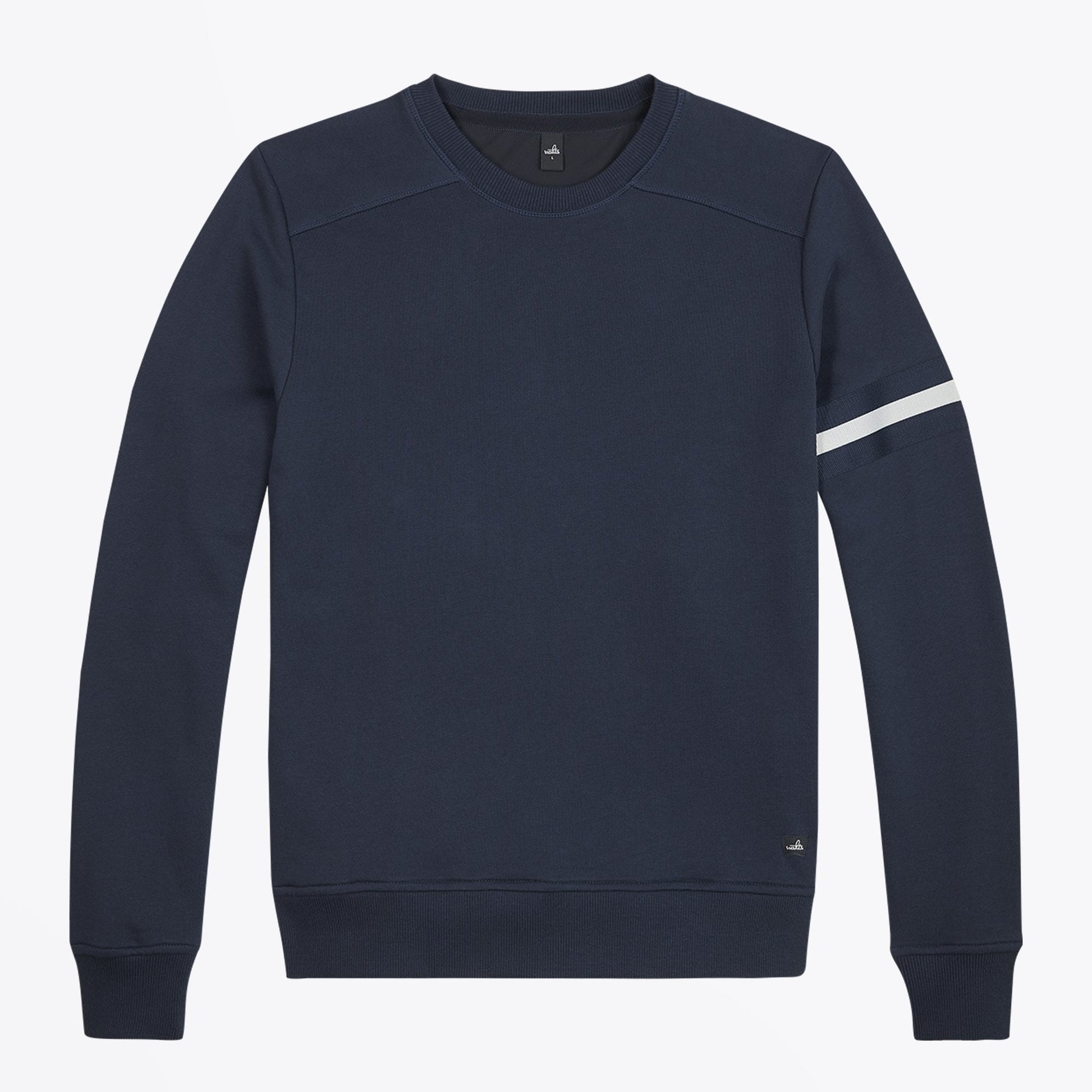 Wahts Moore - Crew Neck Sweater With Band - Navy
