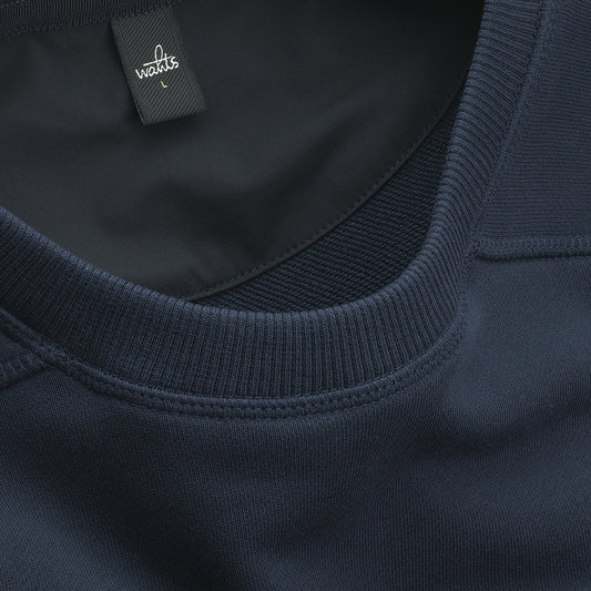 Moore - Crew Neck Sweater With Band - Navy
