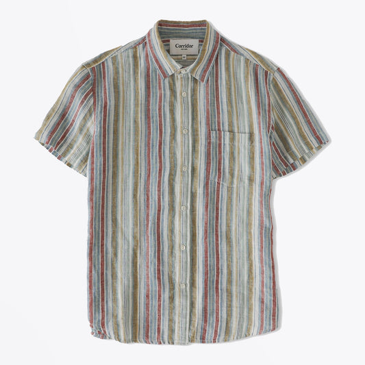 - Summer Stripe Linen Shirt - Multi
