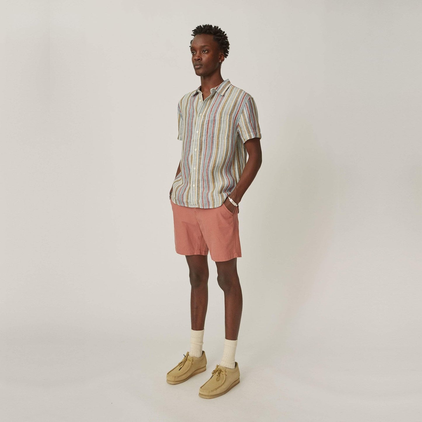 - Summer Stripe Linen Shirt - Multi
