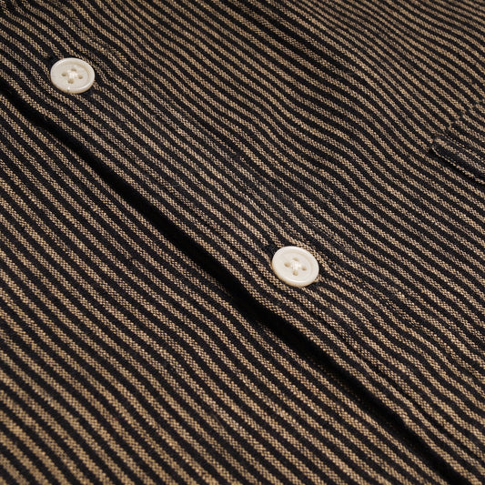 Linen-Blend Pinstripe Shirt - Black/Beige
