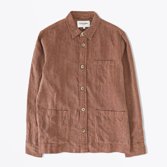 - Summer Stripe Overshirt - Auburn