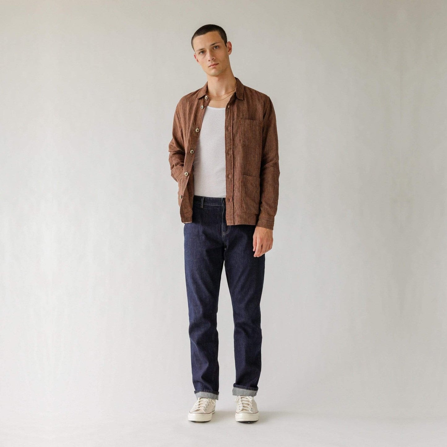 - Summer Stripe Overshirt - Auburn