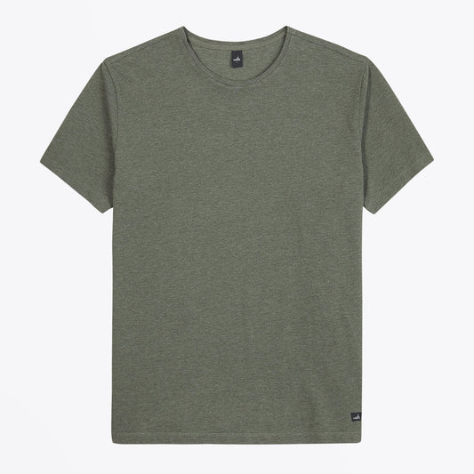 - Dean - Pique Crew Neck T-Shirt - Green Melange