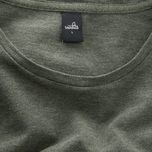 - Dean - Pique Crew Neck T-Shirt - Green Melange