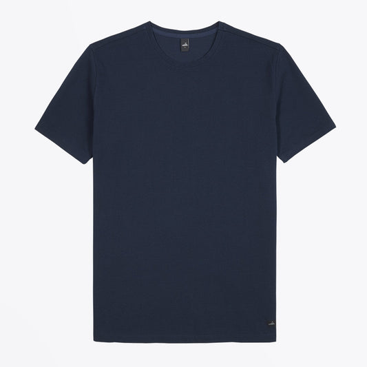 - Dean - Pique Crew Neck T-Shirt - Navy