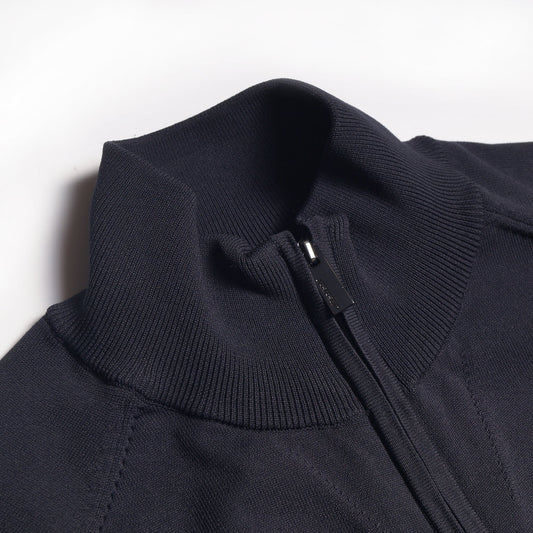 Knitted Zip Sweater - Navy