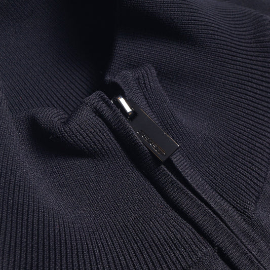 Knitted Zip Sweater - Navy