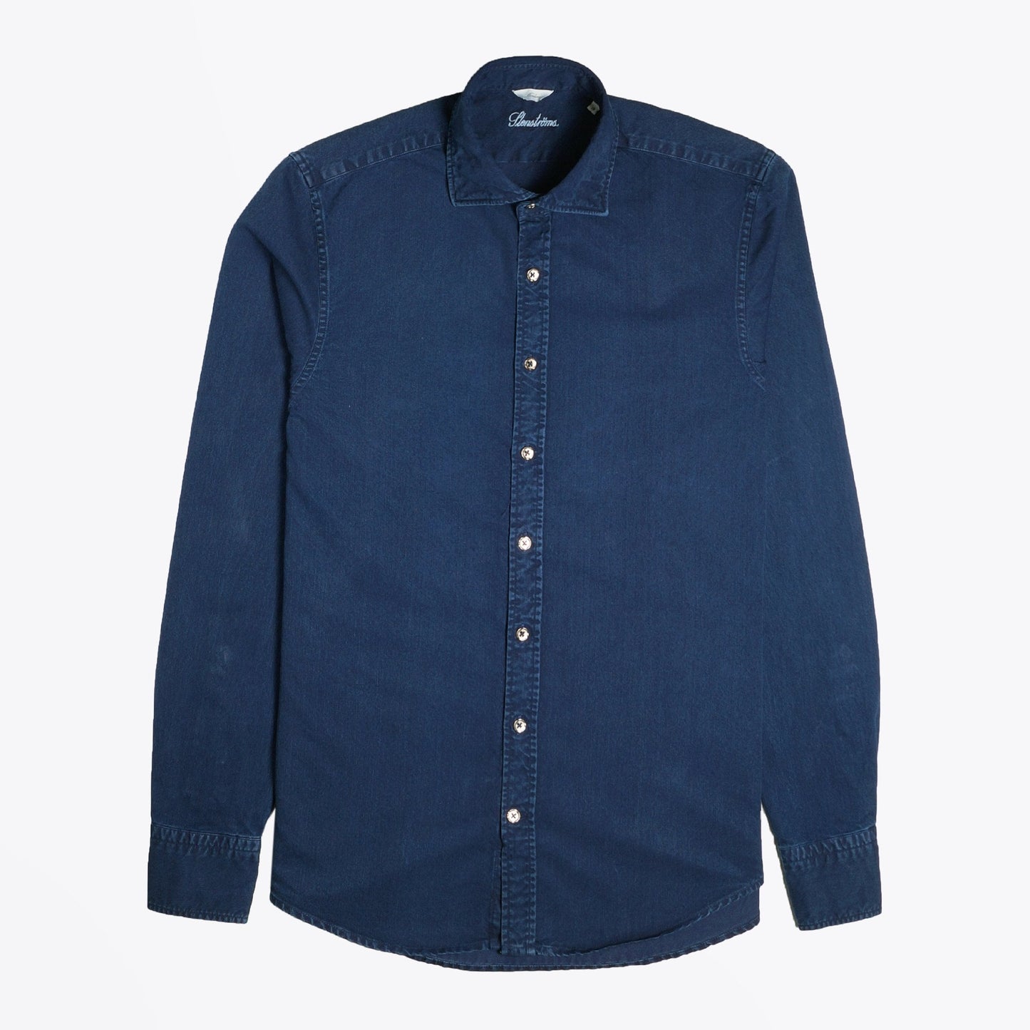 - Denim Pique Weave Shirt - Blue
