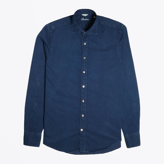 - Denim Pique Weave Shirt - Blue