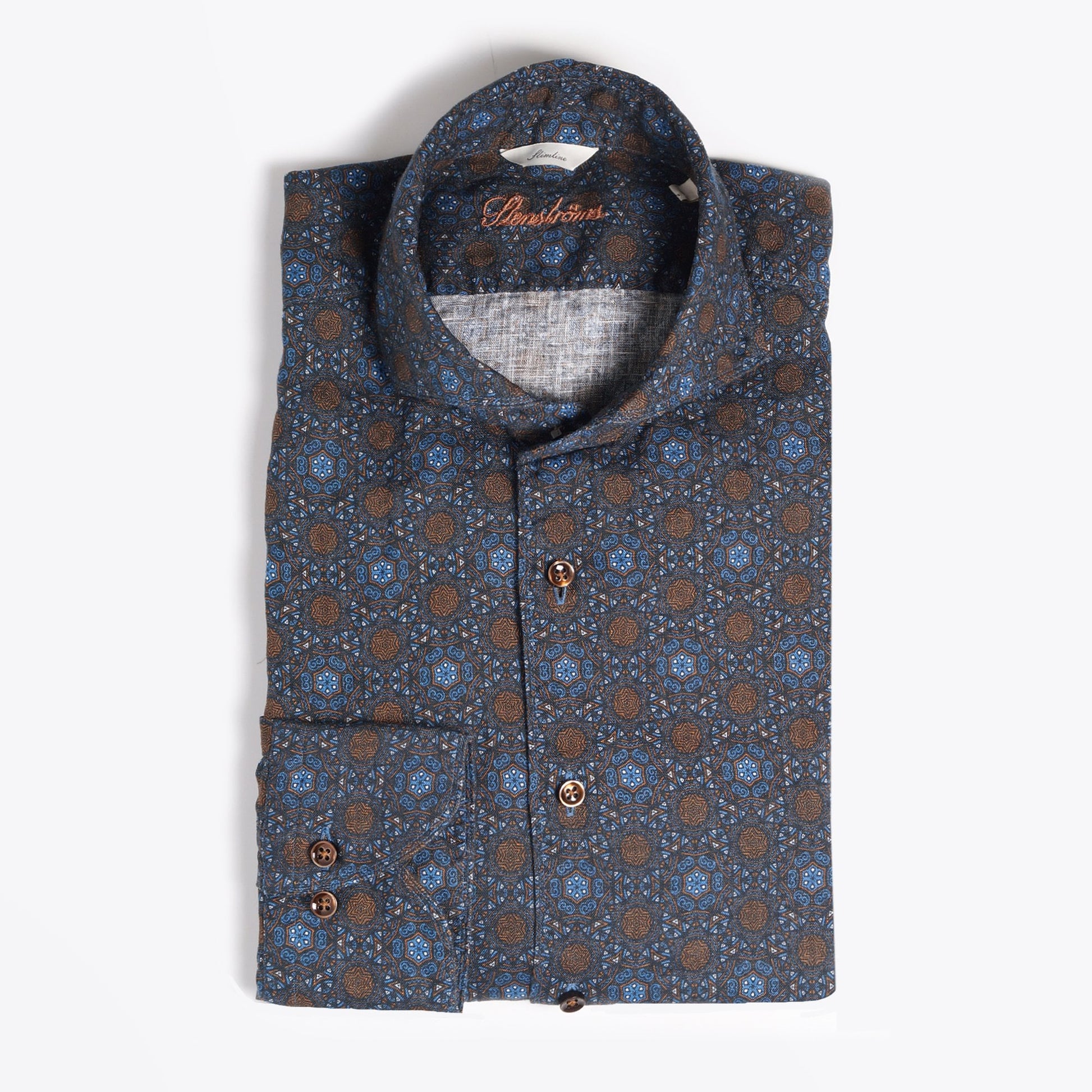 Stenstroms Geometric Print Shirt - Navy
