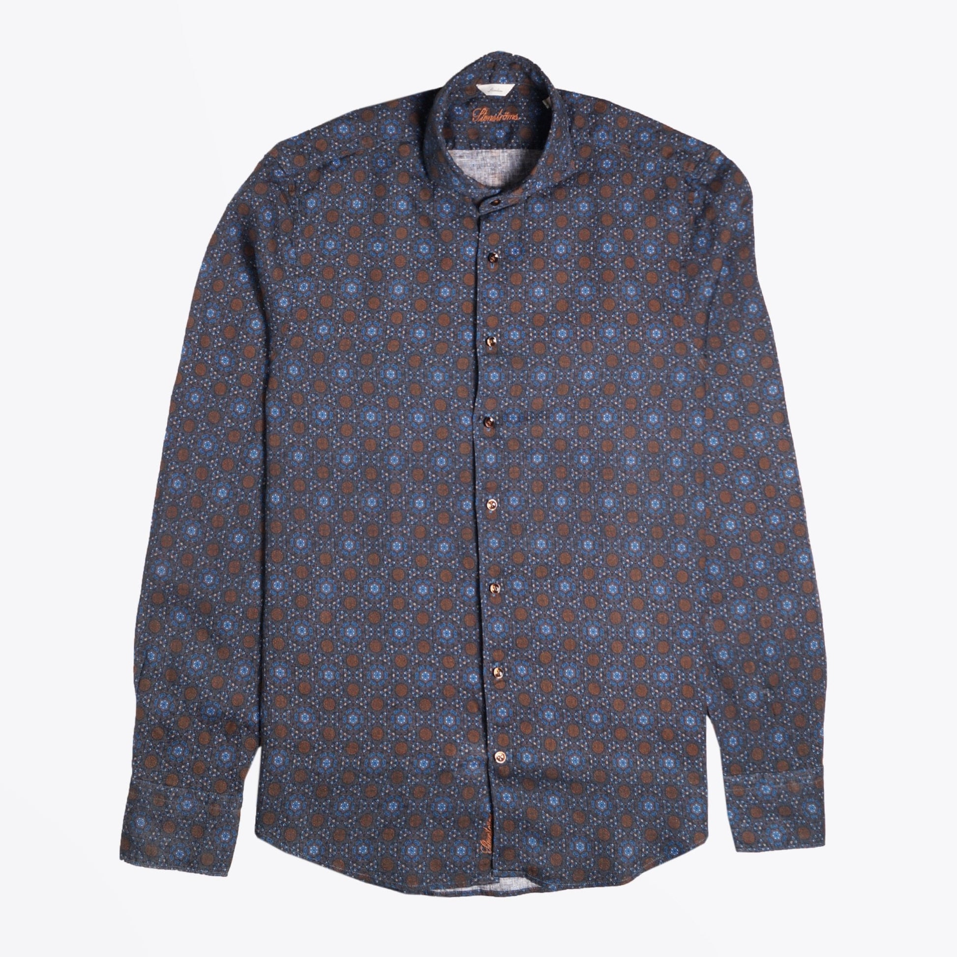 Stenstroms Geometric Print Shirt - Navy