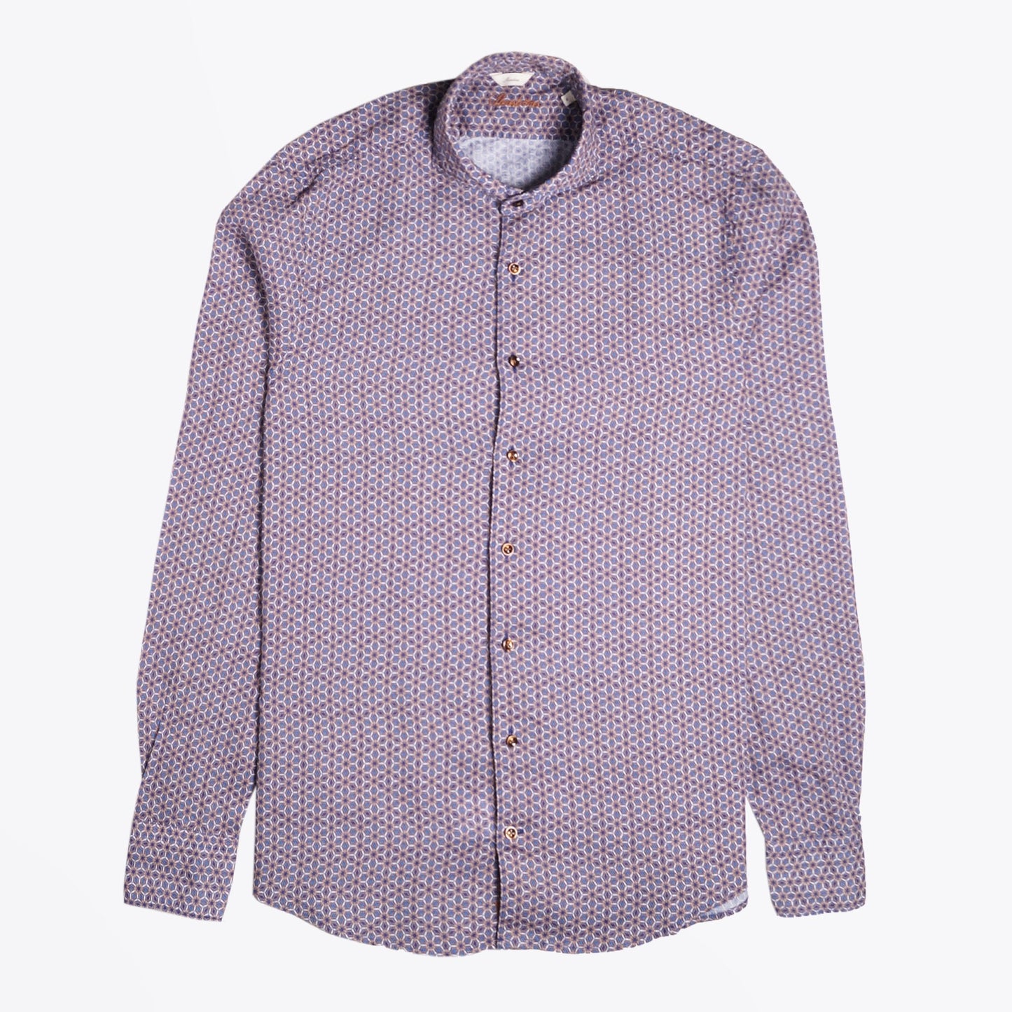 - Slimline Geometric Print Shirt - Blue