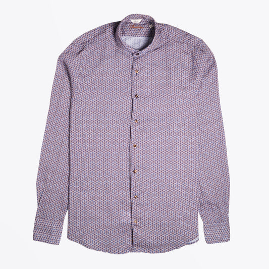 - Slimline Geometric Print Shirt - Blue