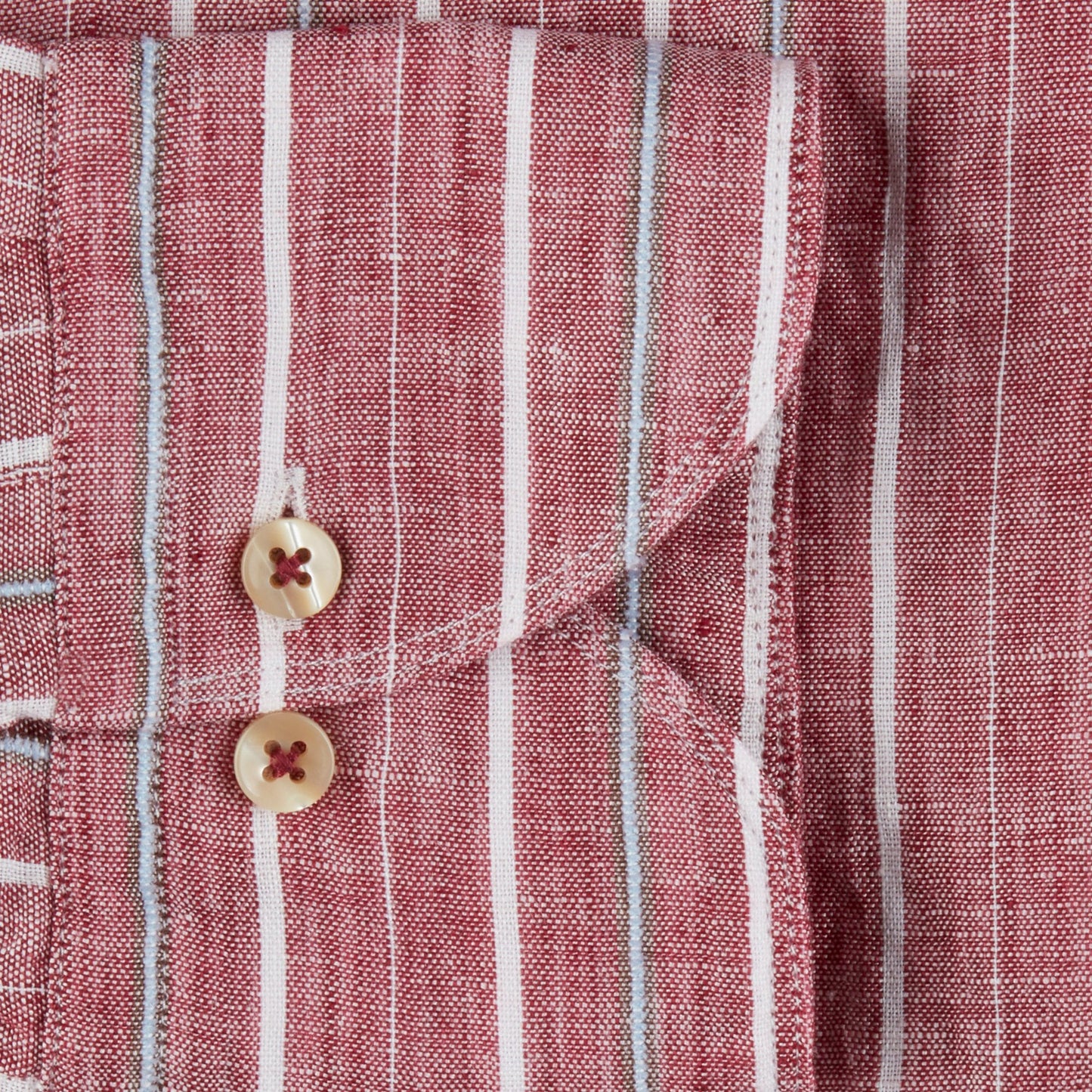 - Slimline Linen Stripe Shirt - Red