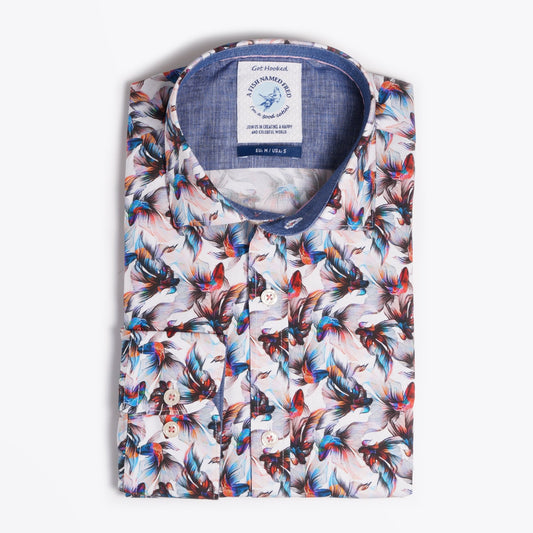 - Fish Print Shirt - White/Multi
