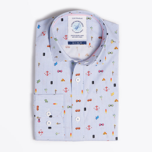 - Festival Print Shirt - Blue